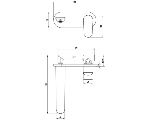 AQ1813CR НИКА смеситель для раковины настенный (внешняя и скрытая часть) AQ1813CR