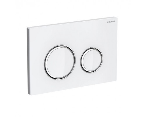 115.884.SI.1 Смывная клавиша Geberit Sigma21, двойной смыв к 111.300/350/361/362/380/390/796 : стекло белое, глянцевый хром 115.884.SI.1