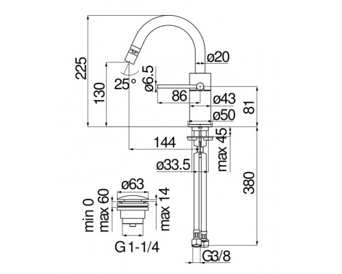 VE125139/2CR VELIS смеситель для биде VE125139/2CR