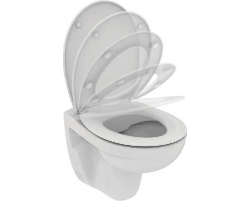 K881201 EUROVIT Rimless Безободковый (технология Cut Rimless) подвесной унитаз, с сидением и крышкой с функцией плавного закрытия E131801 K881201