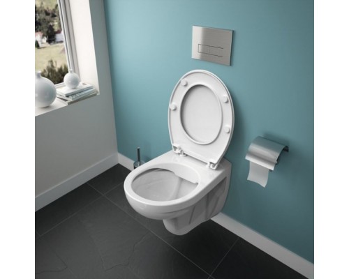 K881201 EUROVIT Rimless Безободковый (технология Cut Rimless) подвесной унитаз, с сидением и крышкой с функцией плавного закрытия E131801 K881201