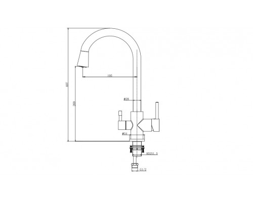AQ1085MB ВЕГА смеситель для кухни с подключением к фильтру воды (полукруглый излив), матовый черный AQ1085MB