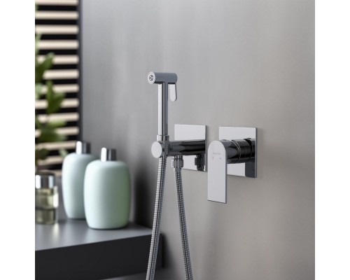 AQ1420CR ЛИРА комплект для гигиенического душа встроенный 2 отв. (смеситель + гигиеническая лейка + шланг) AQ1420CR