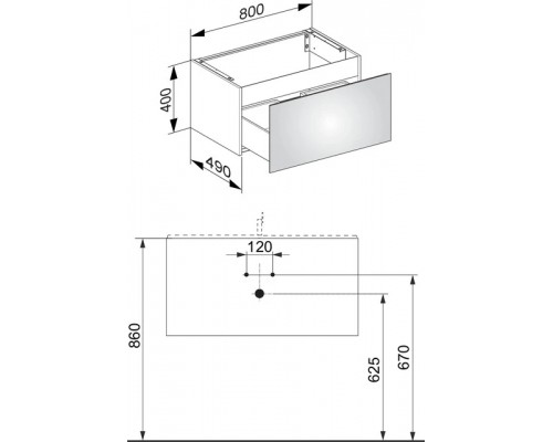 32961290000 PLAN Тумба под умывальник 800x490x400 мм инокс мат 32961290000