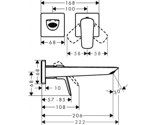 71256000S Set HG Logis Fine смеситель для раковины из стены (71256000+13622180) 71256000S