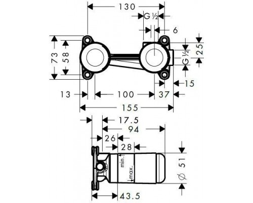 71256000S Set HG Logis Fine смеситель для раковины из стены (71256000+13622180) 71256000S