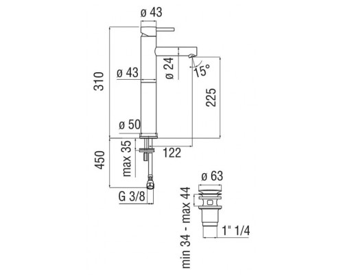 LV00428/2WM LIVE смеситель для раковины высокий,матовый белый LV00428/2WM