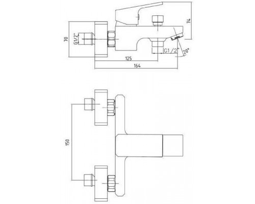 104802469EX TIERA смеситель для ванны белый/ хром 104802469EX