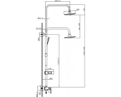 LM7002BLTROPICСмеситель для ванны с верхней душевой лейкойТропический дождь поворотный излив LM7002BL