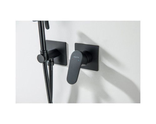 AQ1220MB ОБЕРОН комплект для гигиенического душа встроенный 2 отв. (смеситель + гигиеническая лейка + шланг), матовый черный AQ1220MB