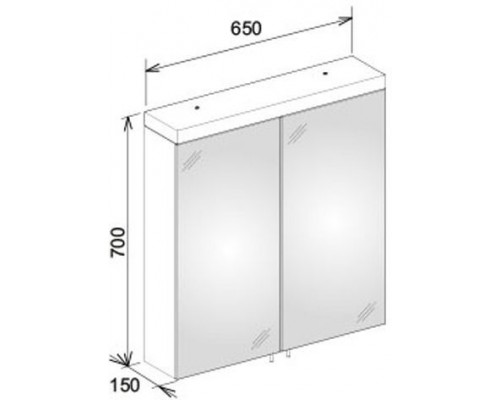 24202171301 ROYAL REFLEX.2 Зеркальный шкаф 650700150 мм 2 поворотные дверцы с хрустальным двойным зеркалом, боковины корпуса зеркальные 24202171301