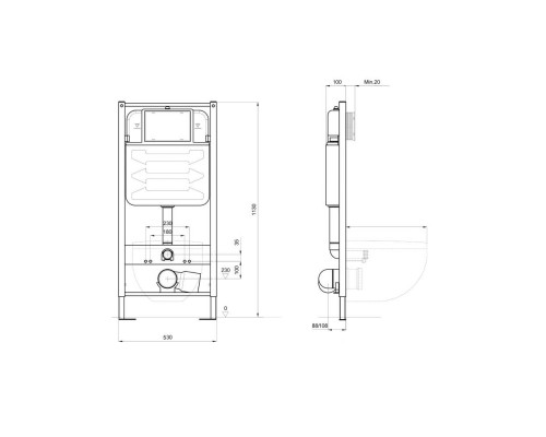 INSP-0000001 Aquatek Pneumo S50 Монтаж рама пневматическая для подв унитаза1130530100+звукоизоляцион прокладка INSP-0000001