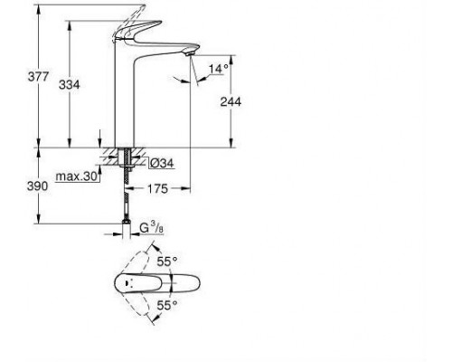 23719003 Eurostyle Смеситель для раковины, свободностоящий, хром 23719003