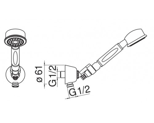 AD143/7BR душевой набор с шланговым подсоединением, бронза AD143/7BR