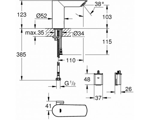 36451000 Bau Cosmopolitan E Смеситель для раковины хром 36451000
