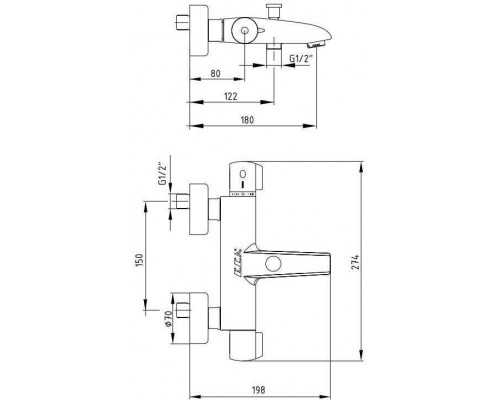 102102340EX THERMOSTATIC термостатический смеситель для ванны 102102340EX