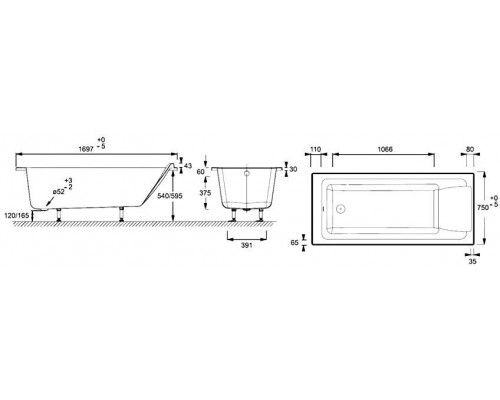 SOFA E60515RU-01 Ванна акриловая 17075 E60515RU-01