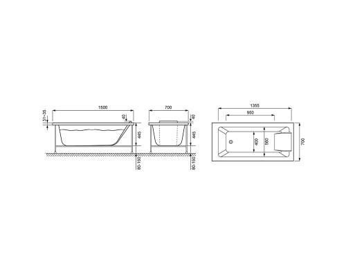 E6D300RU-00 Sofa прямоугольная ванна 150x70 E6D300RU-00