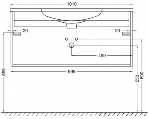 EB1318-J53 MADELEINE Тумба для раковины 100 см, цвет матовый черный EB1318-J53