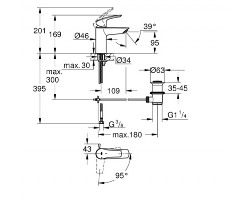 32926003 Eurosmart Смеситель однорычажный для раковины, S-Size, хром (замена 32926002) 32926003