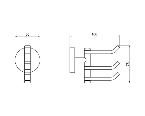 AQ4632BGM БЕТТА крючок тройной, оружейная сталь (шлиф. черный хром) AQ4632BGM