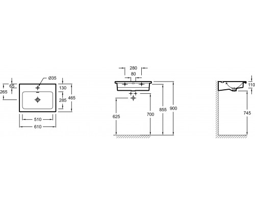 EXAF112-00 Подвесная раковинастолешница 60 х 46 см, для самостоятельной установки EXAF112-00