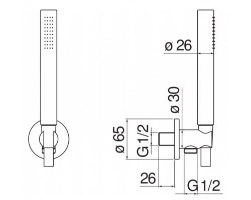 AD146/32FLP душевой набор с шланговым подсоединением, глянцевый черный AD146/32FLP