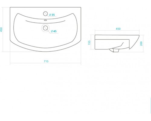 1.WH20.7.776 БАЛТИКА умывальник 70 см 1.WH20.7.776