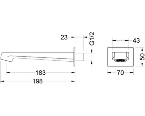 AQ1241MB ОБЕРОН излив для ванны 183 мм, матовый черный AQ1241MB