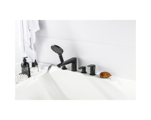 AQ1148MB БЕТТА смеситель на борт ванны на 4 отв., матовый черный AQ1148MB