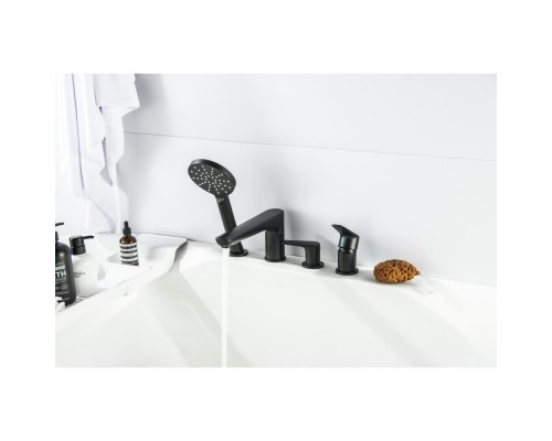 AQ1148MB БЕТТА смеситель на борт ванны на 4 отв., матовый черный AQ1148MB