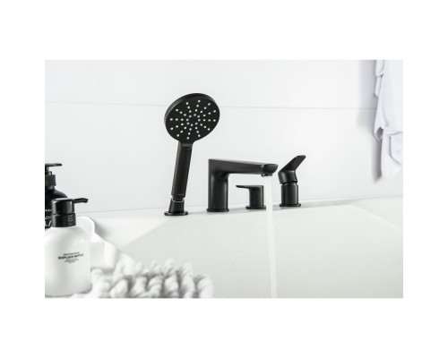 AQ1148MB БЕТТА смеситель на борт ванны на 4 отв., матовый черный AQ1148MB
