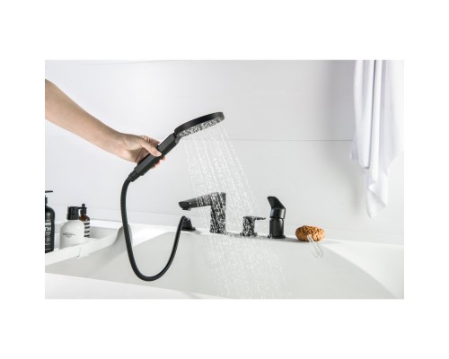 AQ1148MB БЕТТА смеситель на борт ванны на 4 отв., матовый черный AQ1148MB