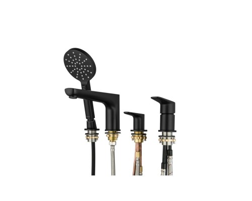 AQ1148MB БЕТТА смеситель на борт ванны на 4 отв., матовый черный AQ1148MB