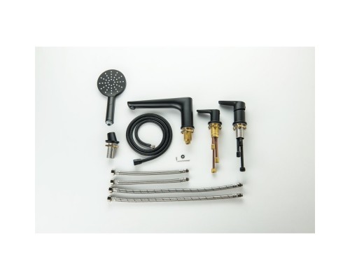 AQ1148MB БЕТТА смеситель на борт ванны на 4 отв., матовый черный AQ1148MB