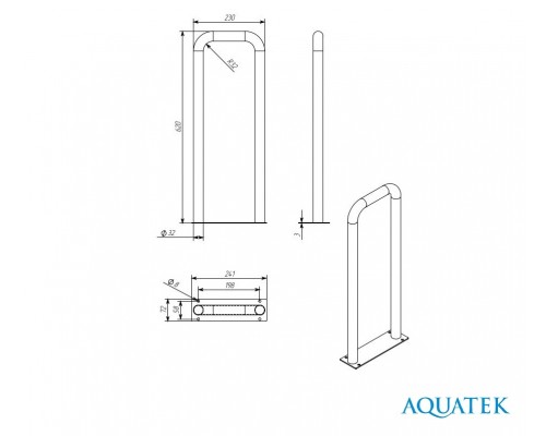 Поручень настенный стационарный 620230мм (ПРОДАЕМ ИЗ НАЛИЧИЯ) POR-0000002