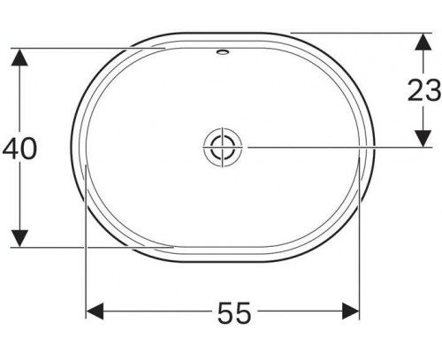 500.756.01.2 Geberit VariForm Раковина с установкой под столешницу эллиптичекой формы, T1=55х40 см, без отв. под смеситель, с отв. перелива 500.756.01.2
