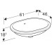 500.756.01.2 Geberit VariForm Раковина с установкой под столешницу эллиптичекой формы, T1=55х40 см, без отв. под смеситель, с отв. перелива 500.756.01.2