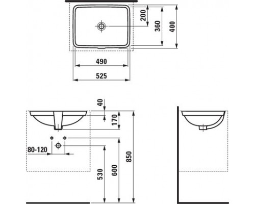PRO S 1196.1.000.109.1 раковина 490 x 360 x 170 mm под столешницу 8.1196.1.000.109.1