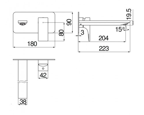 SE124198/1BM SEVEN смеситель для раковины (внешняя часть), матовый черный SE124198/1BM