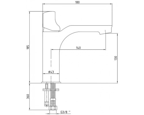 104108986EX MYRA смеситель для раковины 130, без донного клапана белый /хром 104108986EX