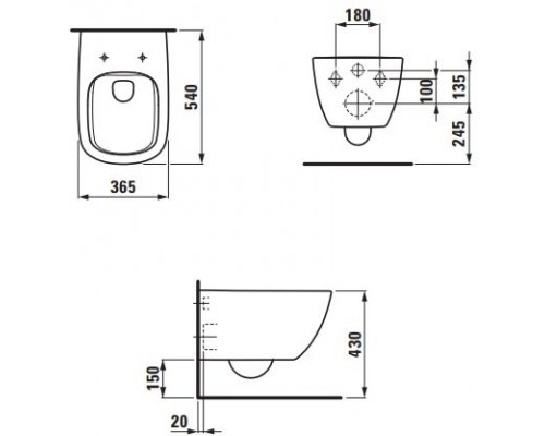 8.2080.2.000.000.1 PALOMBA Подвесной унитаз, безободковый 8.2080.2.000.000.1