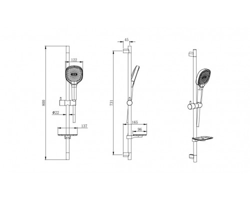 AQ2021CR ВЕГА душевой гарнитур 3jet 73см AQ2021CR