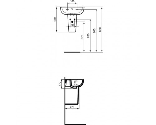 T290301 ESEDRA Полуколонна для умывальника ESEDRA Guest (45 см), с крепежом TT0257919 T290301