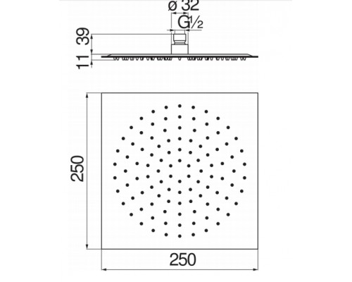 AD139/134CR верхний душ 25х25 см AD139/134CR