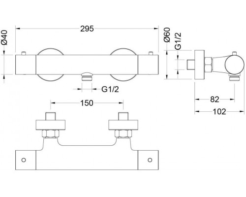 AQ1363MB ЕВРОПА термостатический смеситель для душа, матовый черный AQ1363MB