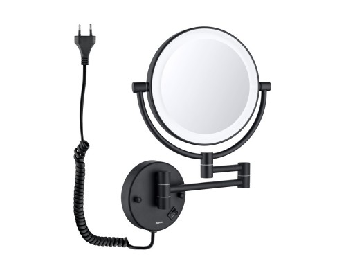 AQ4915MB зеркало косметическое настенное с подсветкой 5х, матовый черный AQ4915MB