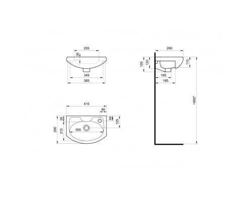 1.WH11.0.254 АЗОВ умывальник 40 см 1.WH11.0.254
