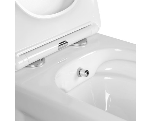 AQ2012B-00 ДИВА Унитаз подвесной безободковый с функцией биде (смеситель в компл) 510350360мм, тонкое сиденье soft-close, крепеж AQ2012B-00