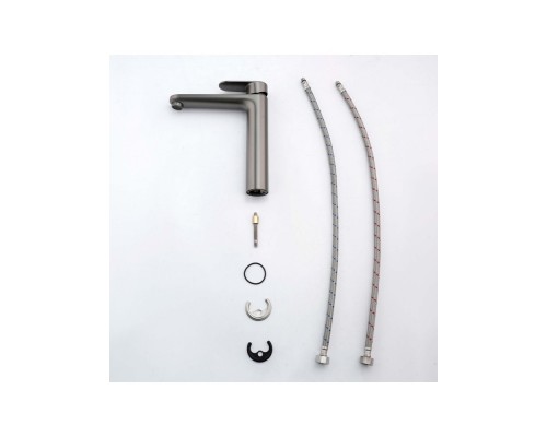 AQ1804BGM НИКА смеситель для раковины высокий 190 без донного клапана, оружейная сталь AQ1804BGM